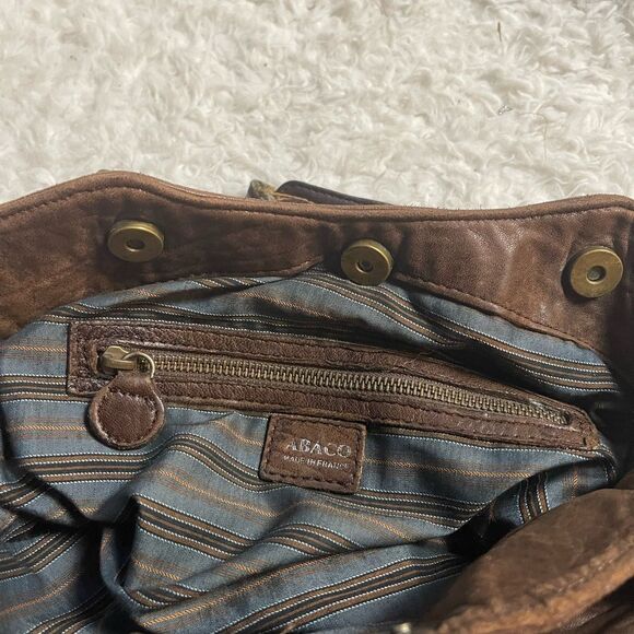 ABACO made in France rustic lBrown Leather Medium Satchel/Shoulder Bag - Picture 13 of 14